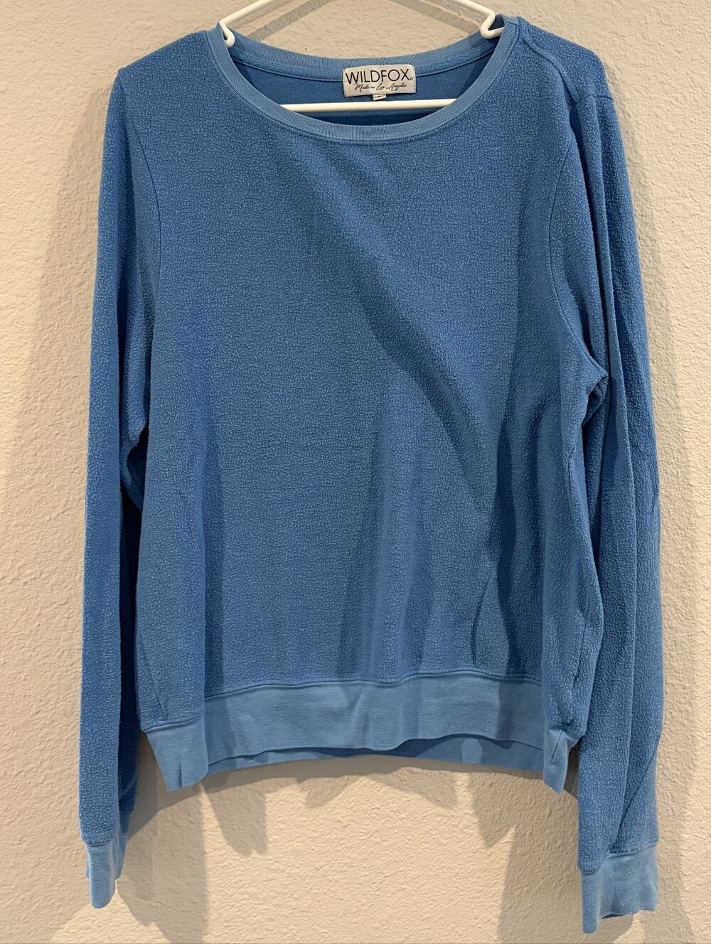 Wildfox Womens Classic Casual Beautiful Blue Lightweight Crewneck Sweater Size S